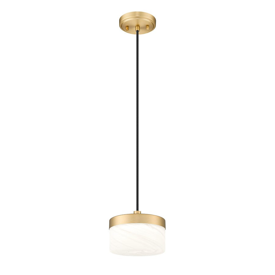 Z-Lite Renaud 1 Light 7" Pendant, Modern Gold/Feathered White