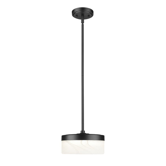 Z-Lite Renaud 1 Light 9" Pendant, Matte Black/Feathered White - 827P9-MB-LED