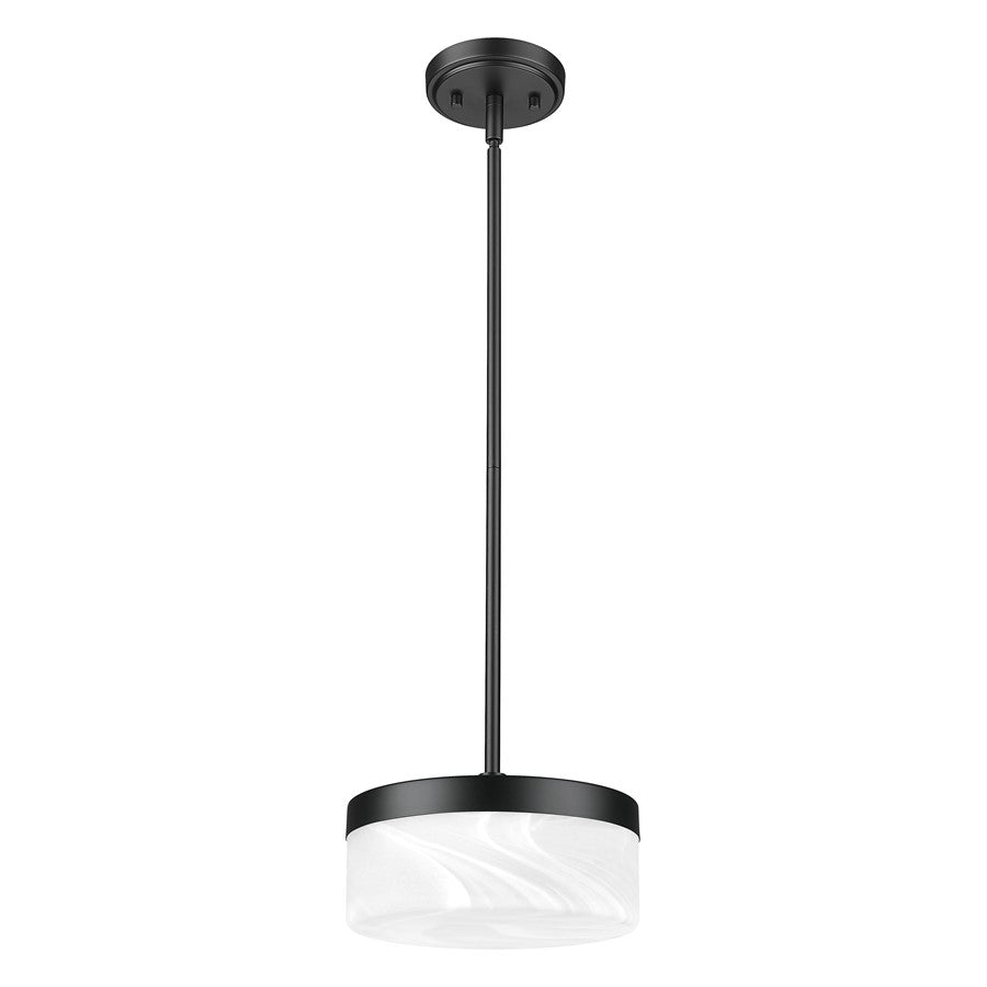 Z-Lite Renaud 1 Light 9" Pendant, Matte Black/Feathered White