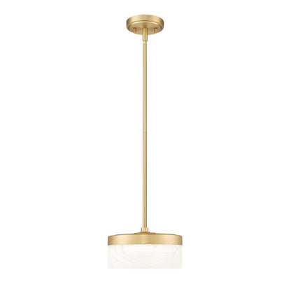 Z-Lite Renaud 1 Light 9" Pendant, Modern Gold/Feathered White - 827P9-MGLD-LED