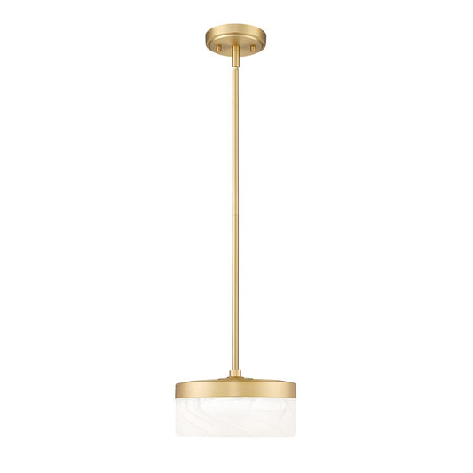 Z-Lite Renaud 1 Light 9" Pendant, Modern Gold/Feathered White - 827P9-MGLD-LED