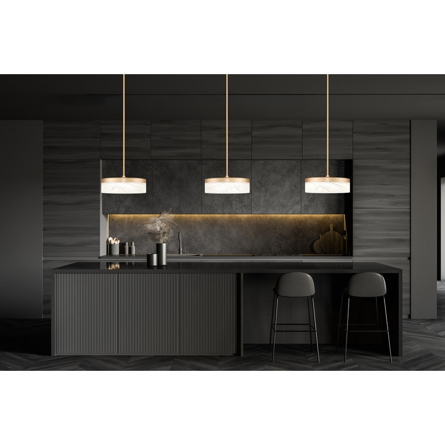 Z-Lite Renaud 1 Light 9" Pendant, Modern Gold/Feathered White