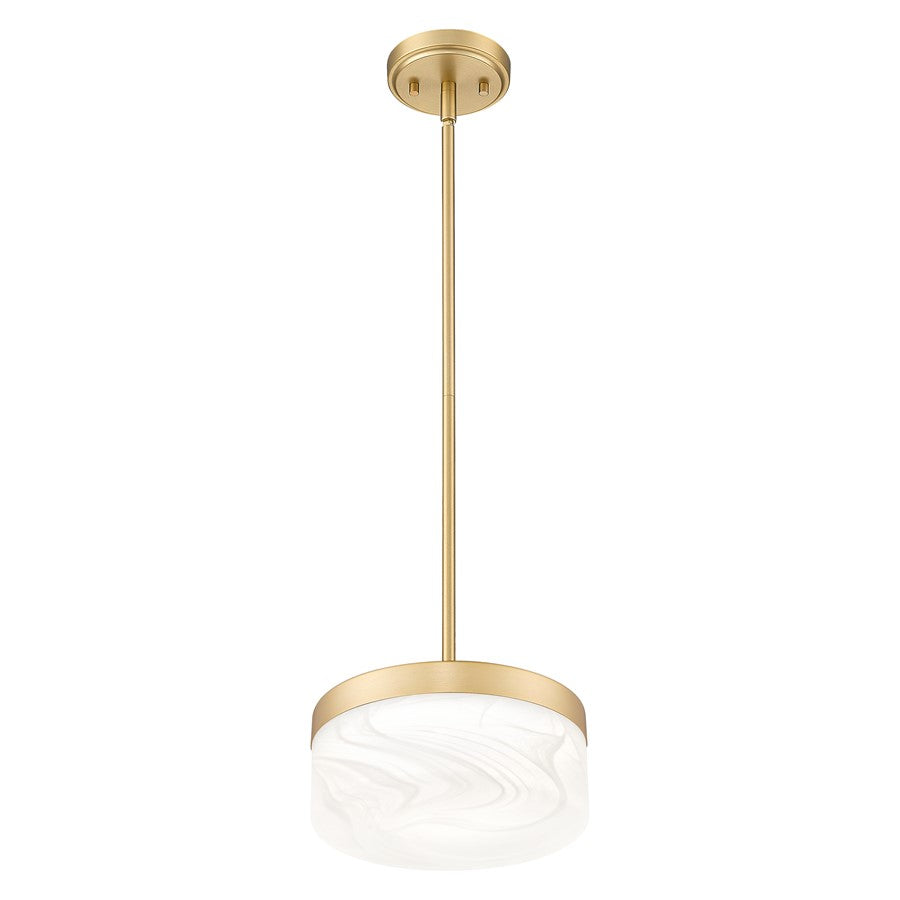 Z-Lite Renaud 1 Light 9" Pendant, Modern Gold/Feathered White
