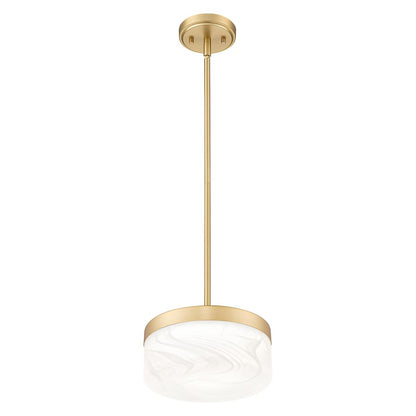 Z-Lite Renaud 1 Light 9" Pendant, Modern Gold/Feathered White