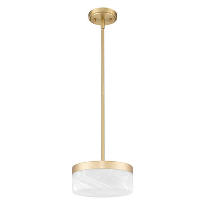 Z-Lite Renaud 1 Light 9" Pendant, Modern Gold/Feathered White