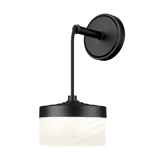 Z-Lite Renaud 1 Light Wall Sconce, Matte Black/Feathered White - 827S-MB-LED