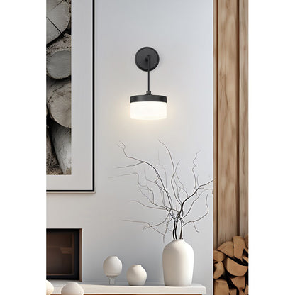 Z-Lite Renaud 1 Light Wall Sconce, Matte Black/Feathered White