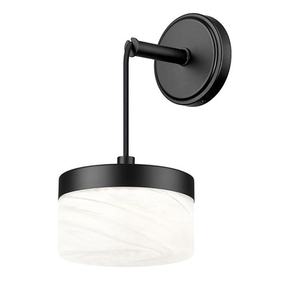 Z-Lite Renaud 1 Light Wall Sconce, Matte Black/Feathered White
