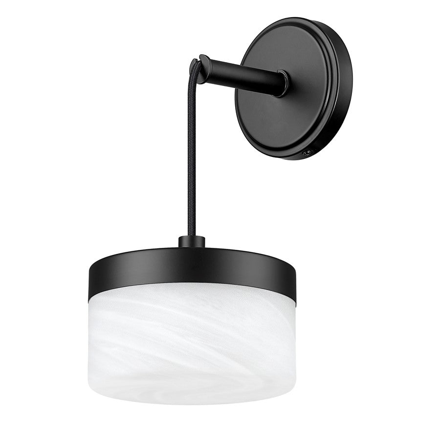 Z-Lite Renaud 1 Light Wall Sconce, Matte Black/Feathered White