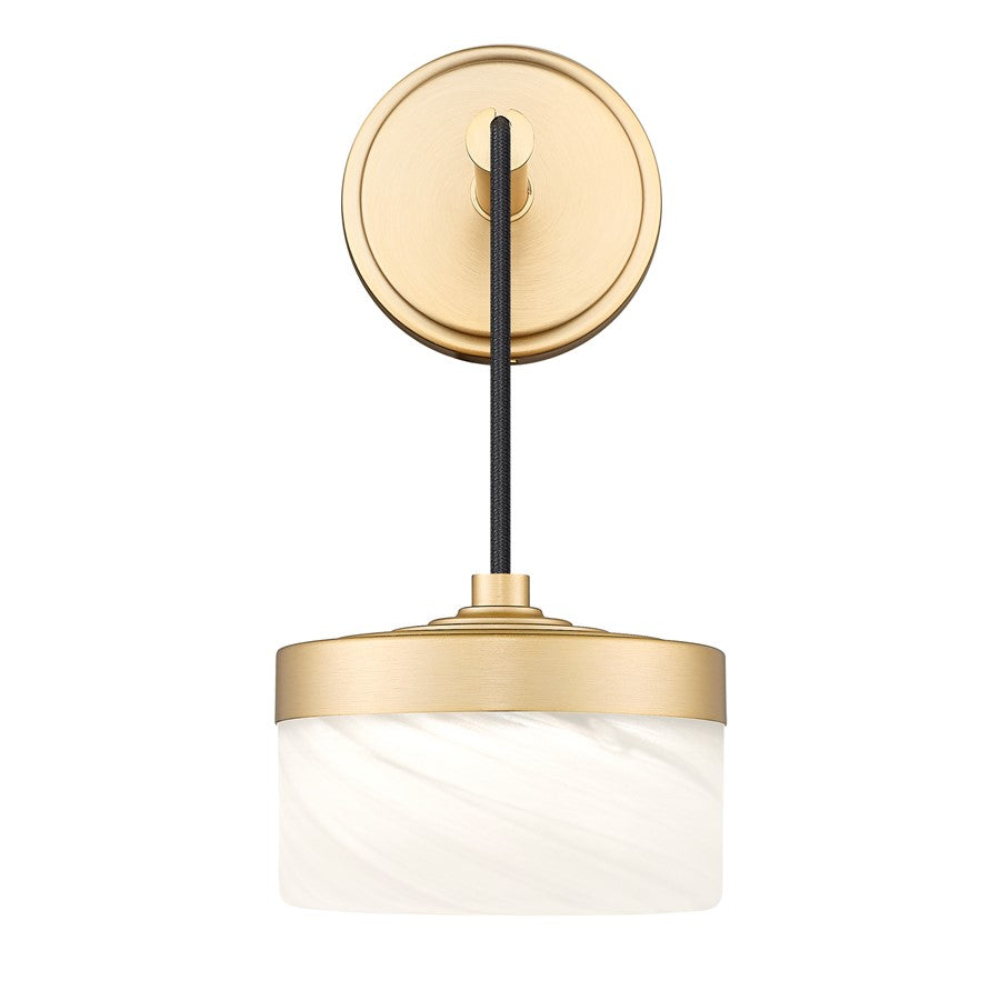 Z-Lite Renaud 1 Light Wall Sconce, Modern Gold/Feathered White
