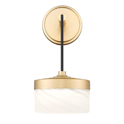Z-Lite Renaud 1 Light Wall Sconce, Modern Gold/Feathered White