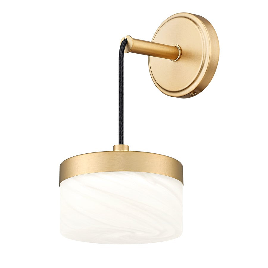 Z-Lite Renaud 1 Light Wall Sconce, Modern Gold/Feathered White