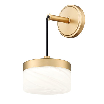 Z-Lite Renaud 1 Light Wall Sconce, Modern Gold/Feathered White