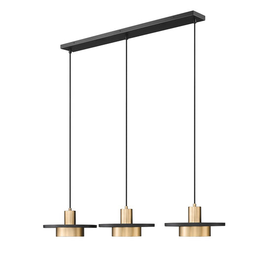 Z-Lite Ludo 3Lt Linear Chandelier, Black/Gold/Frosted - 829P12-3L-MB-MGLD-LE