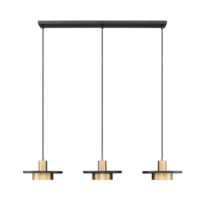 Z-Lite Ludo 3Lt Linear Chandelier, Black/Gold/Frosted