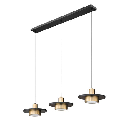 Z-Lite Ludo 3Lt Linear Chandelier, Black/Gold/Frosted
