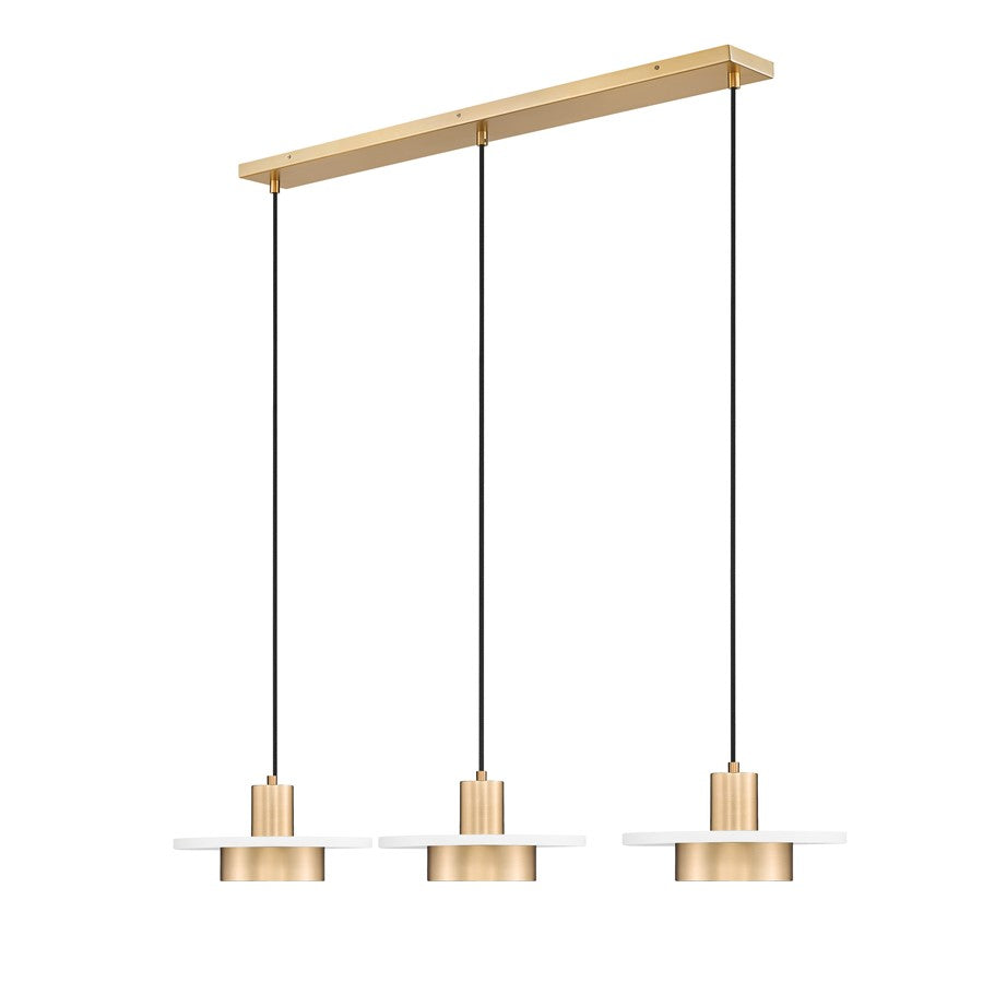 Z-Lite Ludo 3Lt Linear Chandelier, White/Gold/Frosted - 829P12-3L-MW-MGLD-LE