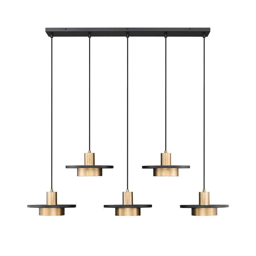 Z-Lite Ludo 5Lt Linear Chandelier, Black/Gold/Frosted