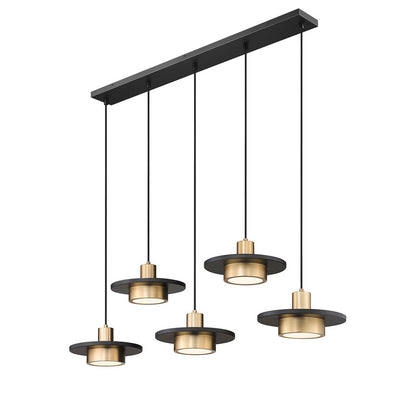 Z-Lite Ludo 5Lt Linear Chandelier, Black/Gold/Frosted