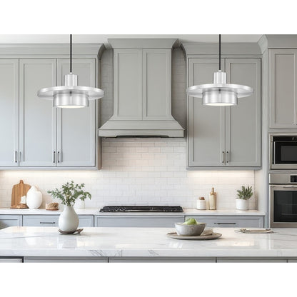 Z-Lite Ludo 1 Light 12" Pendant, Brushed Nickel/Frosted