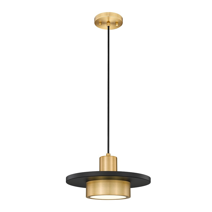 Z-Lite Ludo 1Lt 12" Pendant, Black/Gold/Frosted - 829P12-MB-MGLD-LED