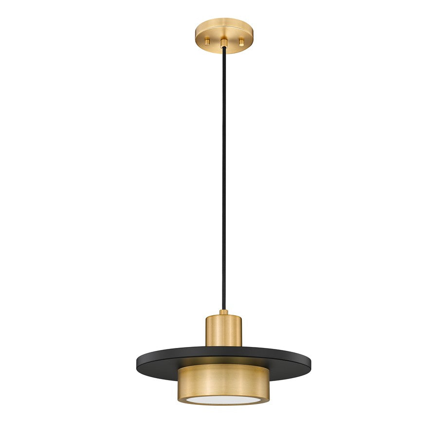 Z-Lite Ludo 1Lt 12" Pendant, Black/Gold/Frosted