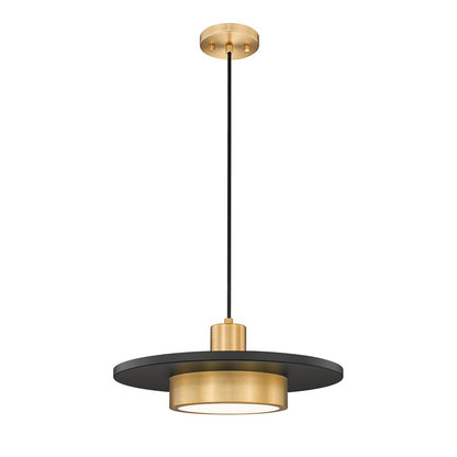 Z-Lite Ludo 1Lt 16" Pendant, Black/Gold/Frosted - 829P16-MB-MGLD-LED