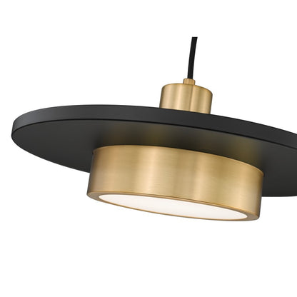 Z-Lite Ludo 1Lt 16" Pendant, Black/Gold/Frosted