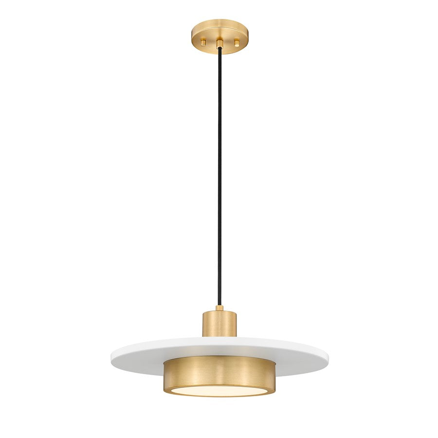 Z-Lite Ludo 1Lt 16" Pendant, White/Gold/Frosted - 829P16-MW-MGLD-LED