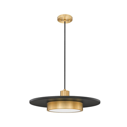 Z-Lite Ludo 1Lt 20" Pendant, Black/Gold/Frosted - 829P20-MB-MGLD-LED