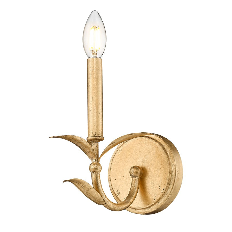Z-Lite Aslin 1 Light Wall Sconce, Gold Leaf/White