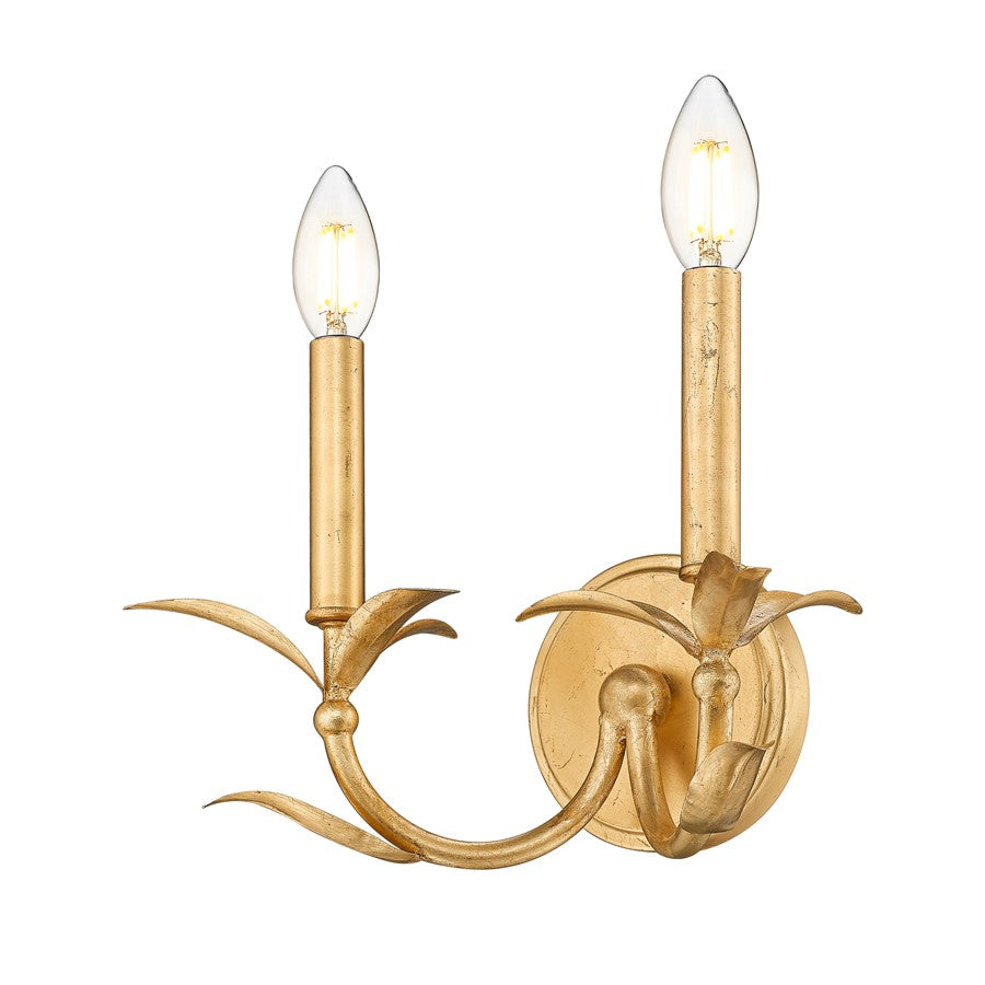 Z-Lite Aslin 2 Light Wall Sconce, Gold Leaf/White