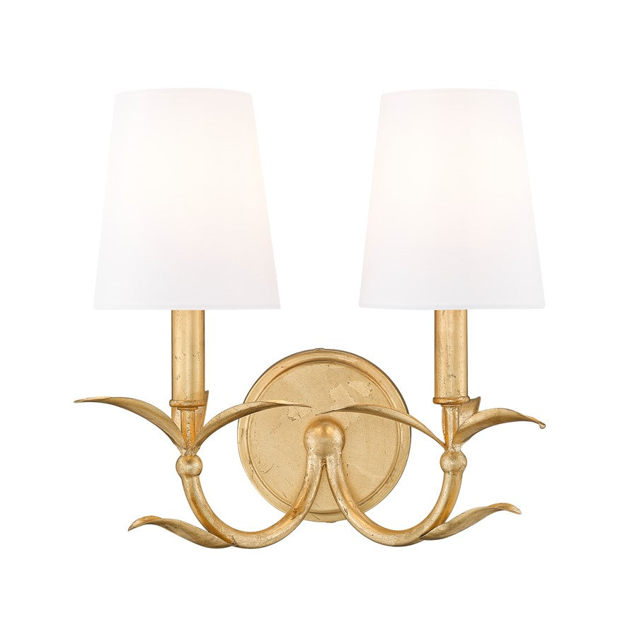 Z-Lite Aslin 2 Light Wall Sconce, Gold Leaf/White