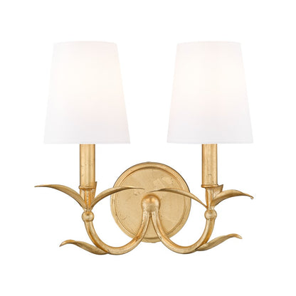 Z-Lite Aslin 2 Light Wall Sconce, Gold Leaf/White