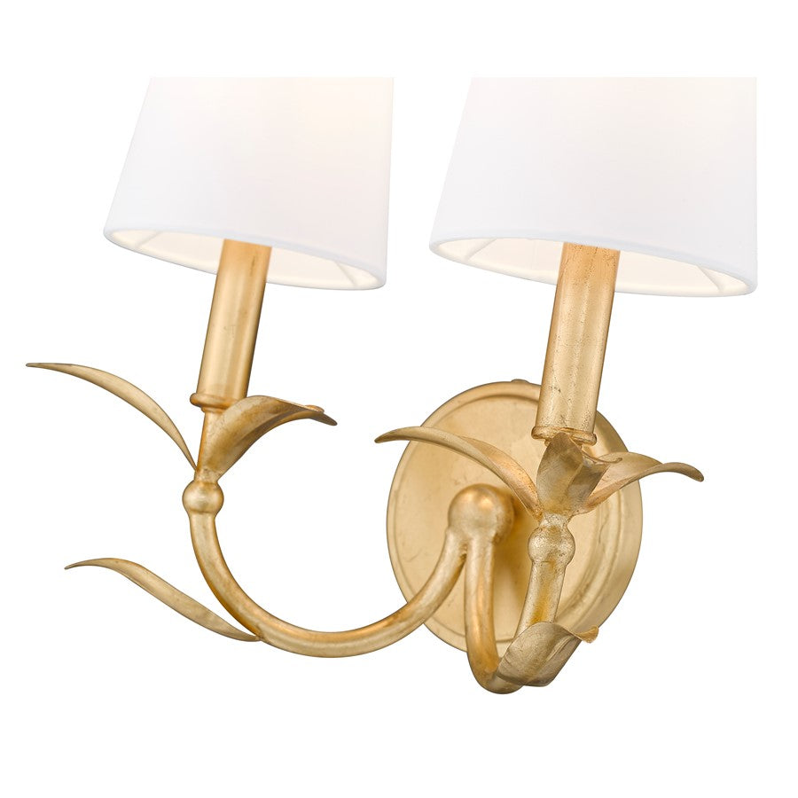 Z-Lite Aslin 2 Light Wall Sconce, Gold Leaf/White