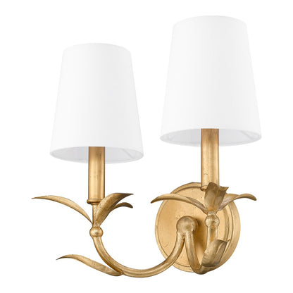 Z-Lite Aslin 2 Light Wall Sconce, Gold Leaf/White