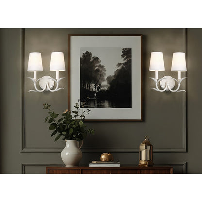 Z-Lite Aslin 2 Light Wall Sconce, Textured White/White
