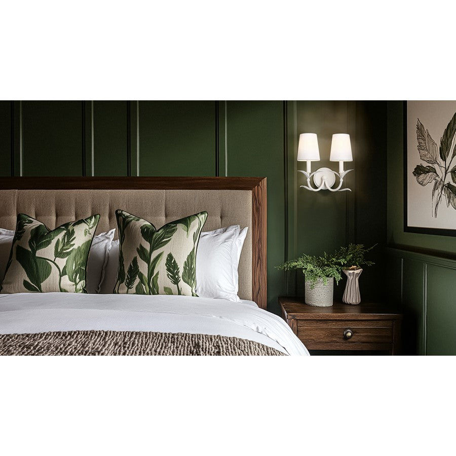 Z-Lite Aslin 2 Light Wall Sconce, Textured White/White