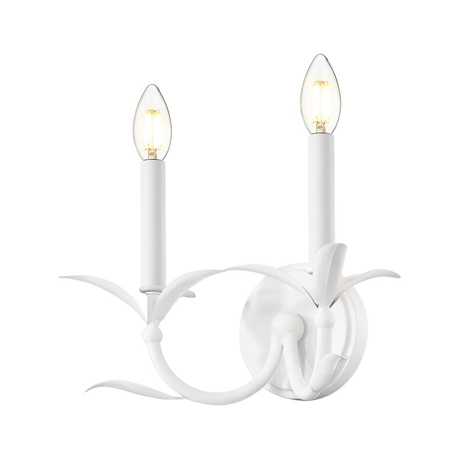 Z-Lite Aslin 2 Light Wall Sconce, Textured White/White