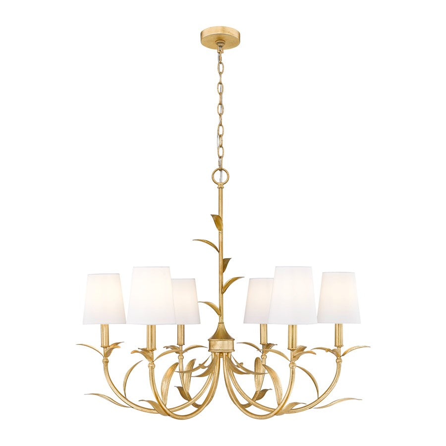 Z-Lite Aslin 6 Light Chandelier, Gold Leaf/White - 830-31GLF
