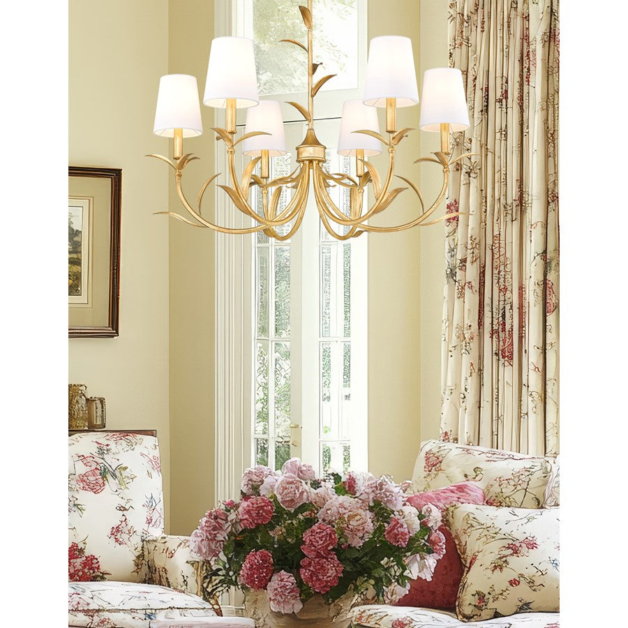 Z-Lite Aslin 6 Light Chandelier, Gold Leaf/White