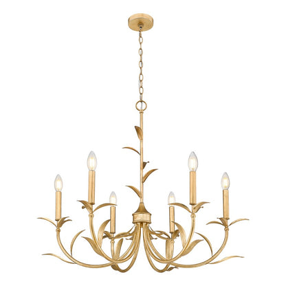 Z-Lite Aslin 6 Light Chandelier, Gold Leaf/White
