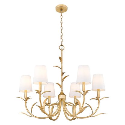 Z-Lite Aslin 6 Light Chandelier, Gold Leaf/White