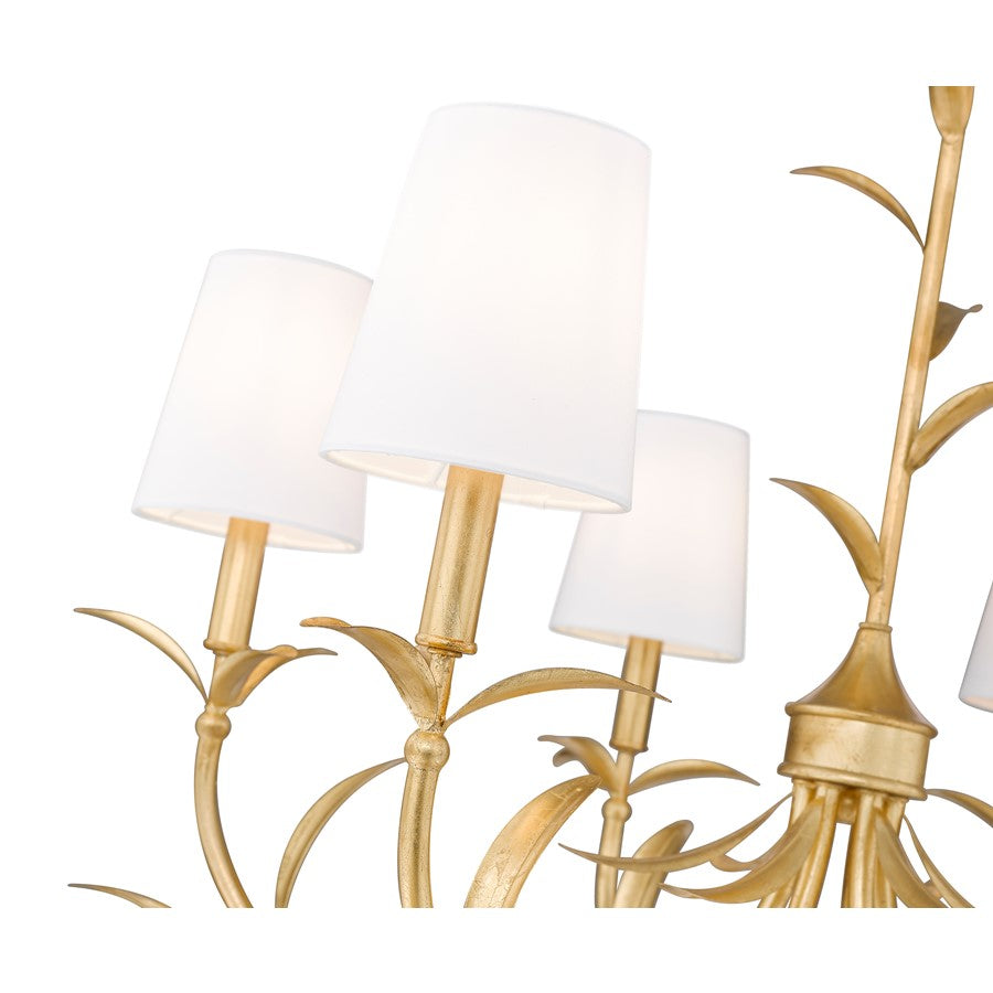 Z-Lite Aslin 6 Light Chandelier, Gold Leaf/White