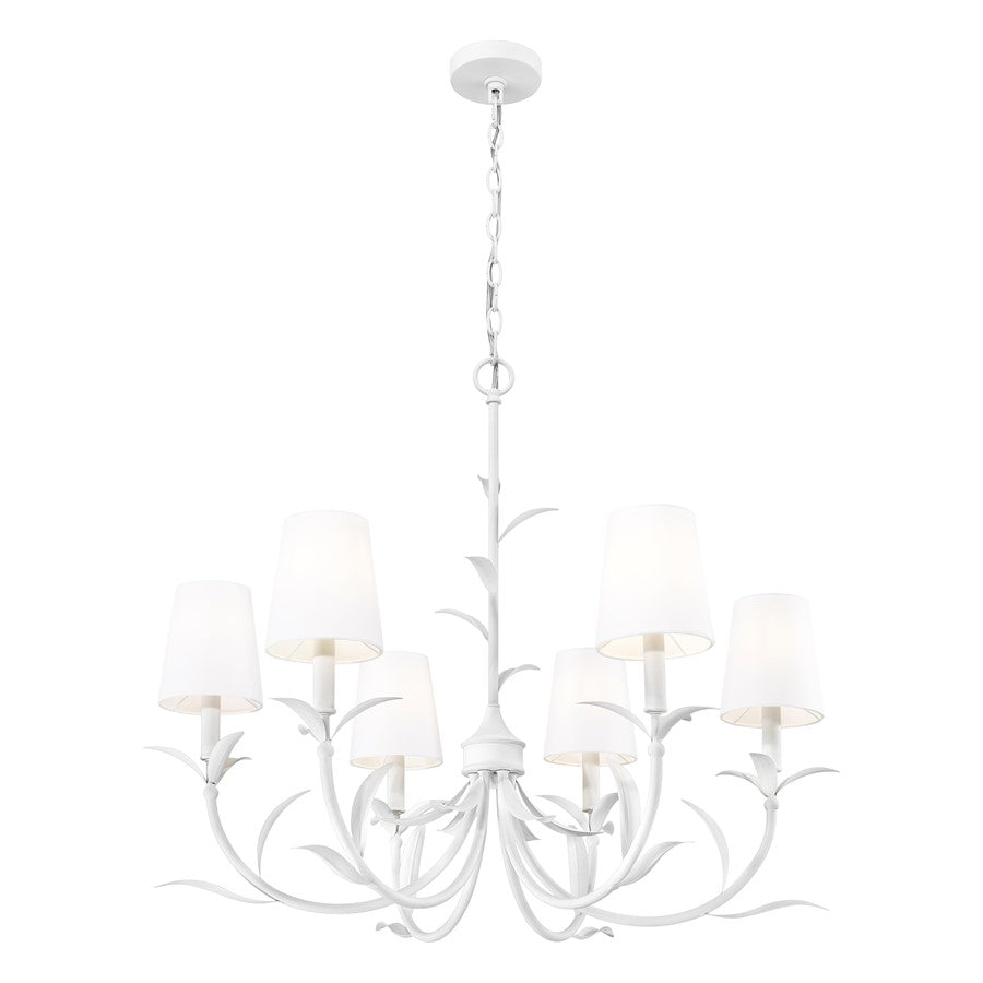 Z-Lite Aslin 6 Light Chandelier, Textured White/White