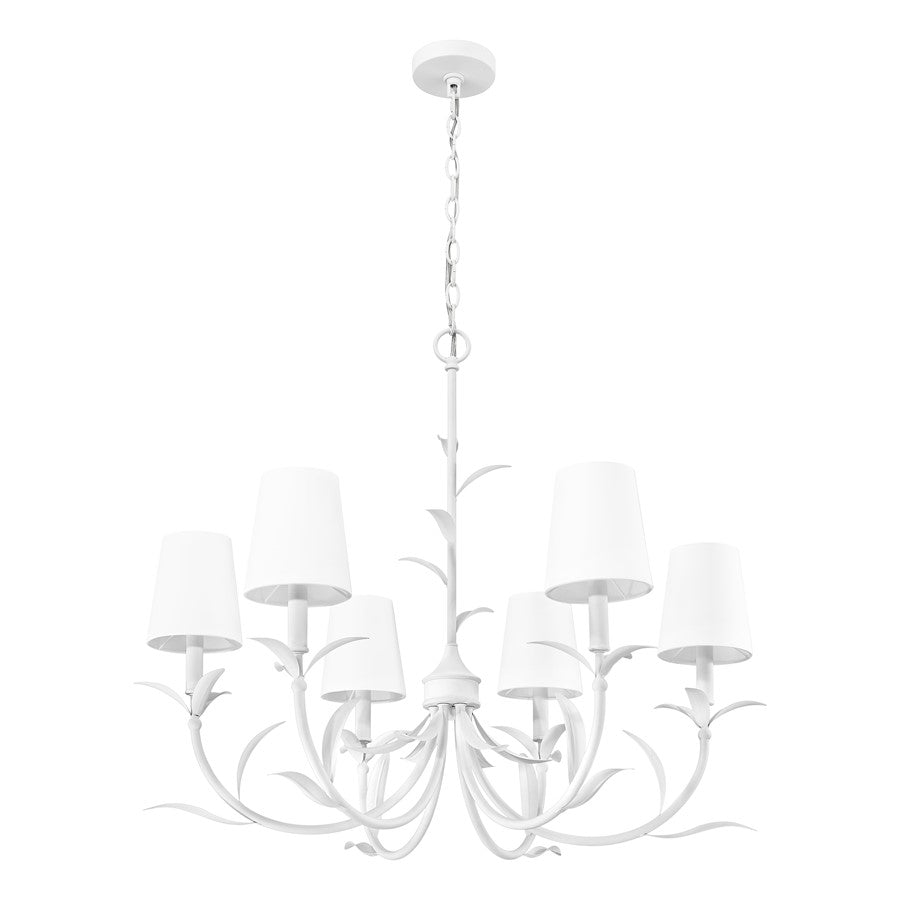 Z-Lite Aslin 6 Light Chandelier, Textured White/White