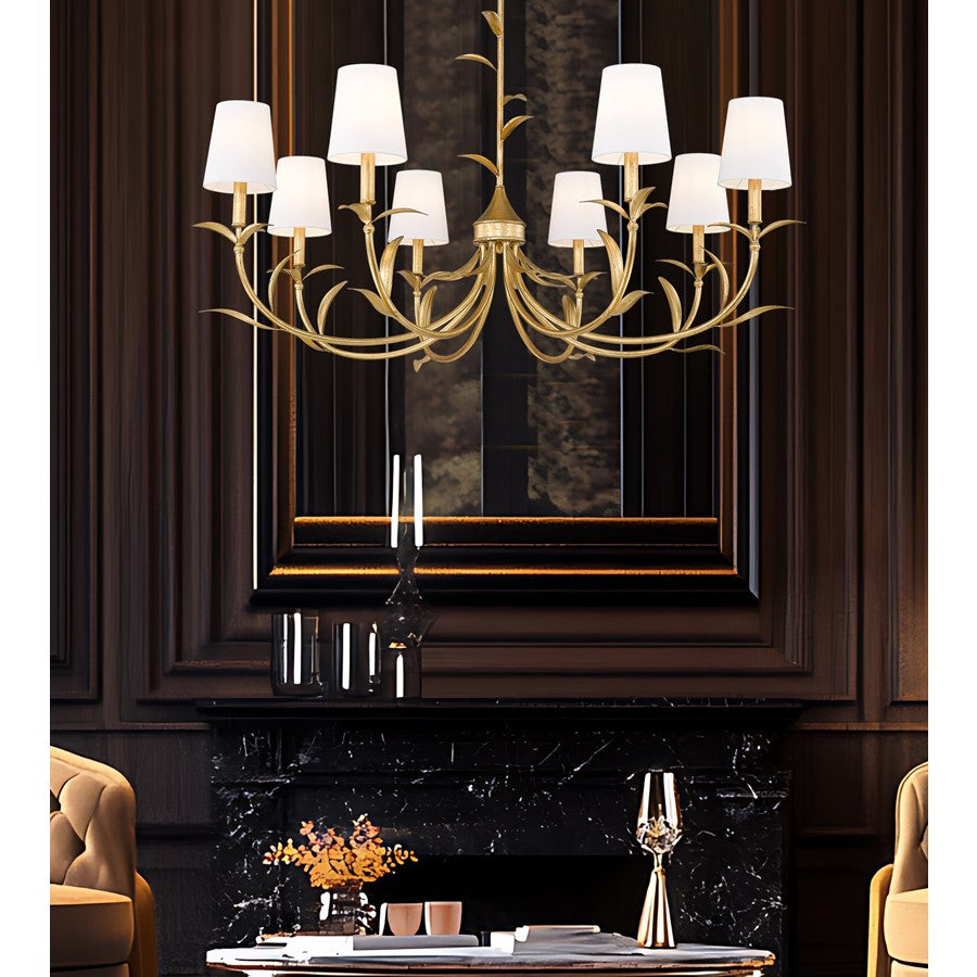 Z-Lite Aslin 8 Light Chandelier, Gold Leaf/White