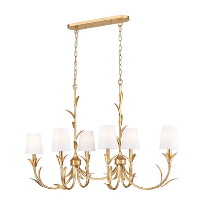 Z-Lite Aslin 6 Light Linear Chandelier, Gold Leaf/White - 830-44L-GLF