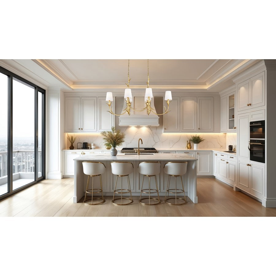 Z-Lite Aslin 6 Light Linear Chandelier, Gold Leaf/White