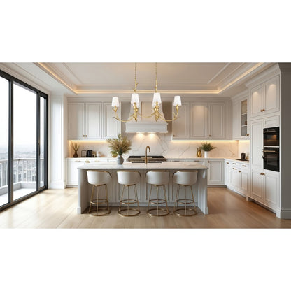 Z-Lite Aslin 6 Light Linear Chandelier, Gold Leaf/White